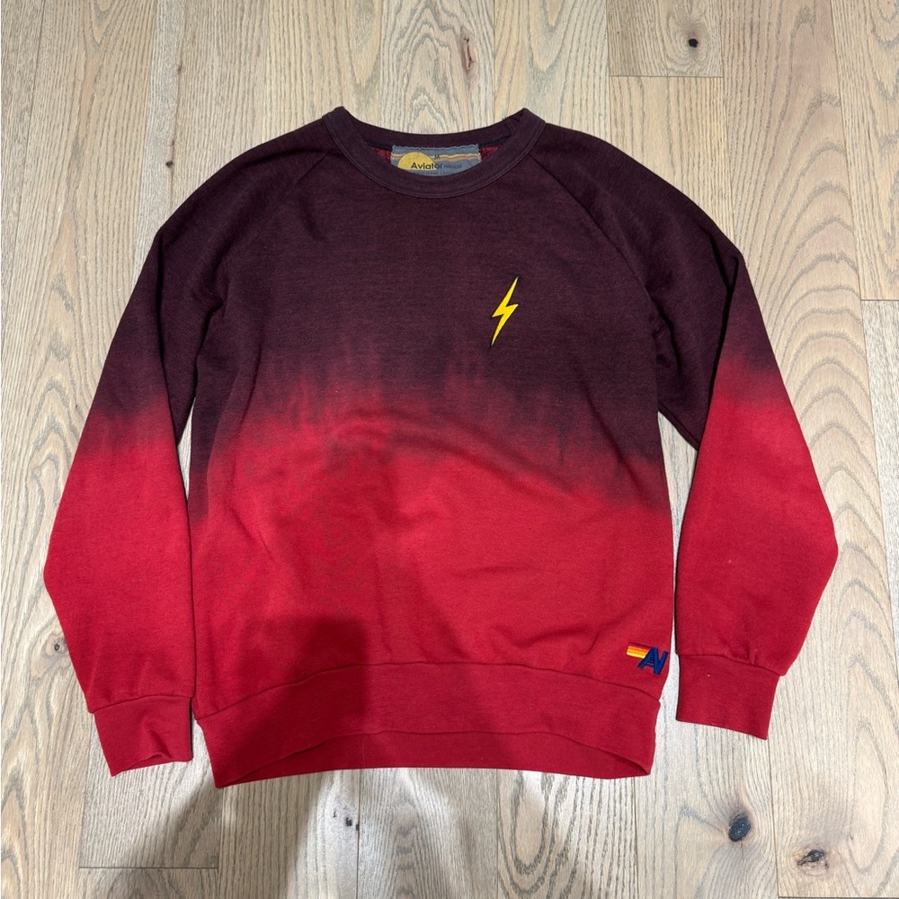 Aviator Nation Faded Bolt Stitch Crew Sweatshirt